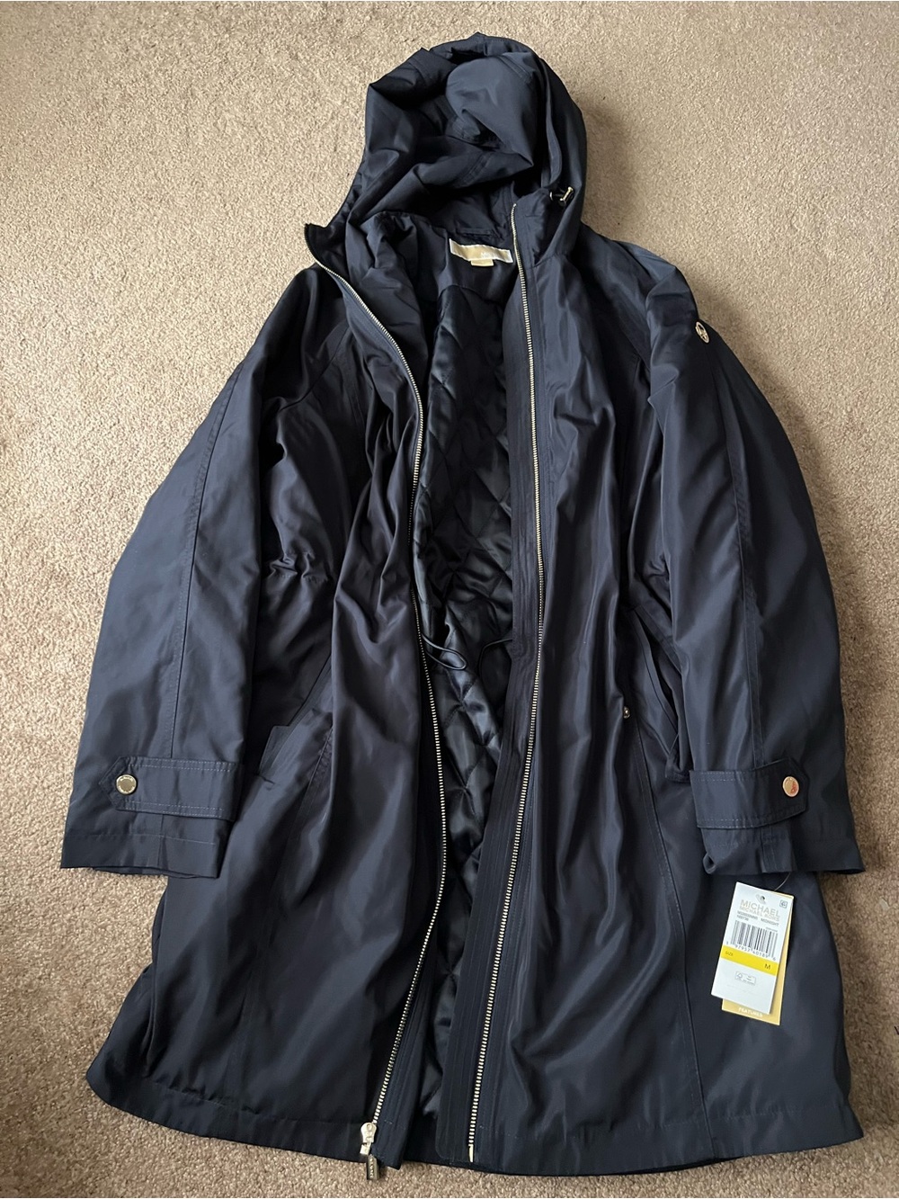 Michael Kors Hooded Trench Coat - Navy